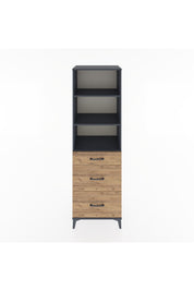 Hyperion Dolap 3 Raflı 3 Çekmeceli 60x44x195 Antrasit-Çam