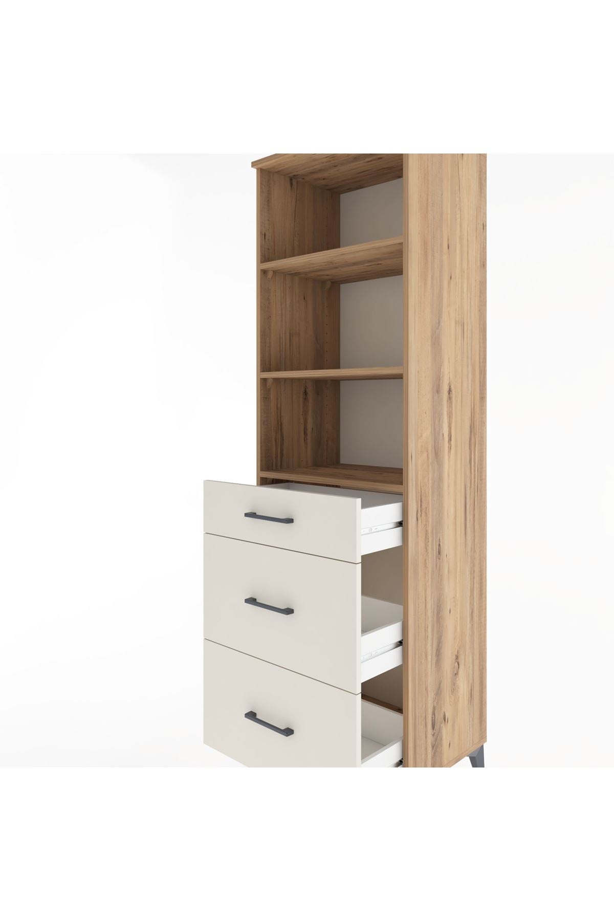 Hyperion Dolap 3 Raflı 3 Çekmeceli 60x44x195 Çam-Aytaşı