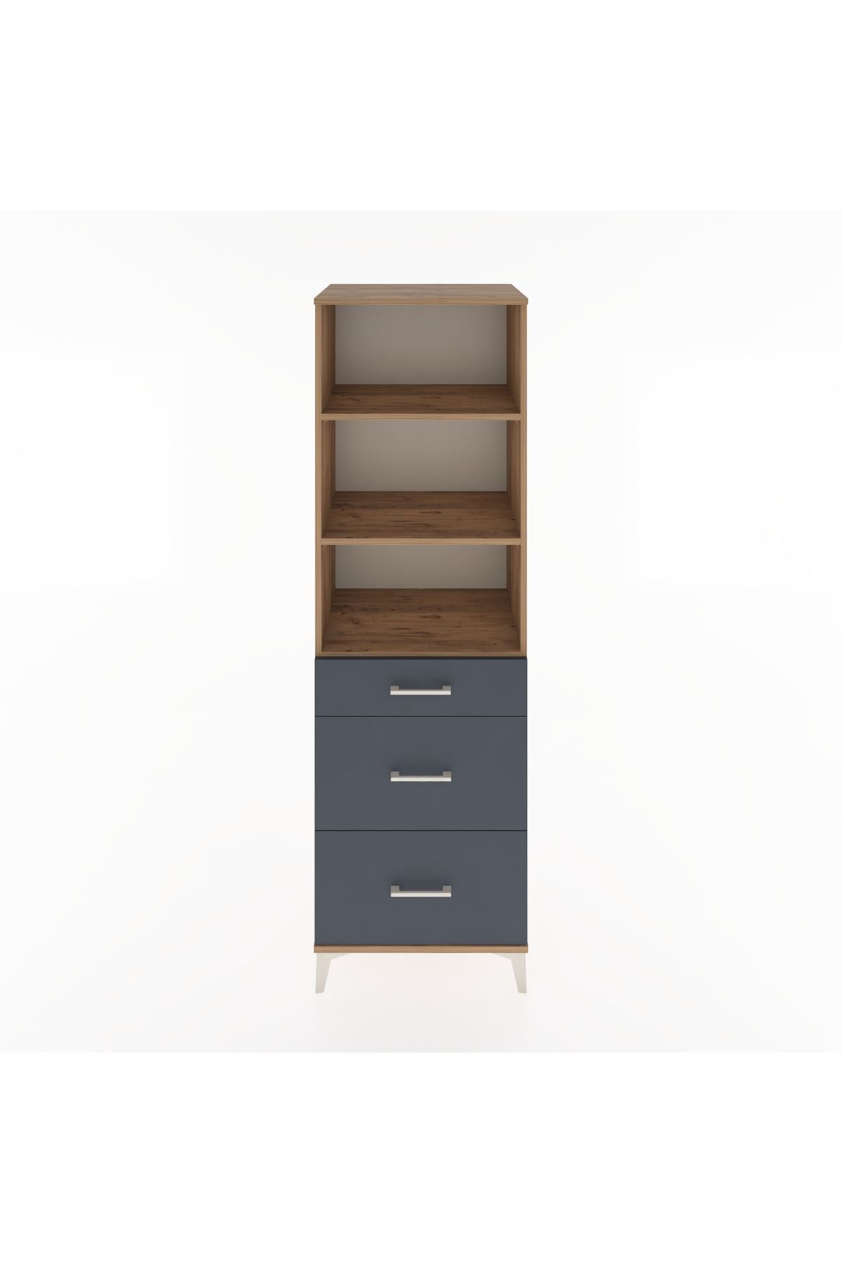 Hyperion Dolap 3 Raflı 3 Çekmeceli 60x44x195 Çam-Antrasit