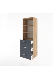 Hyperion Dolap 3 Raflı 3 Çekmeceli 60x44x195 Çam-Antrasit