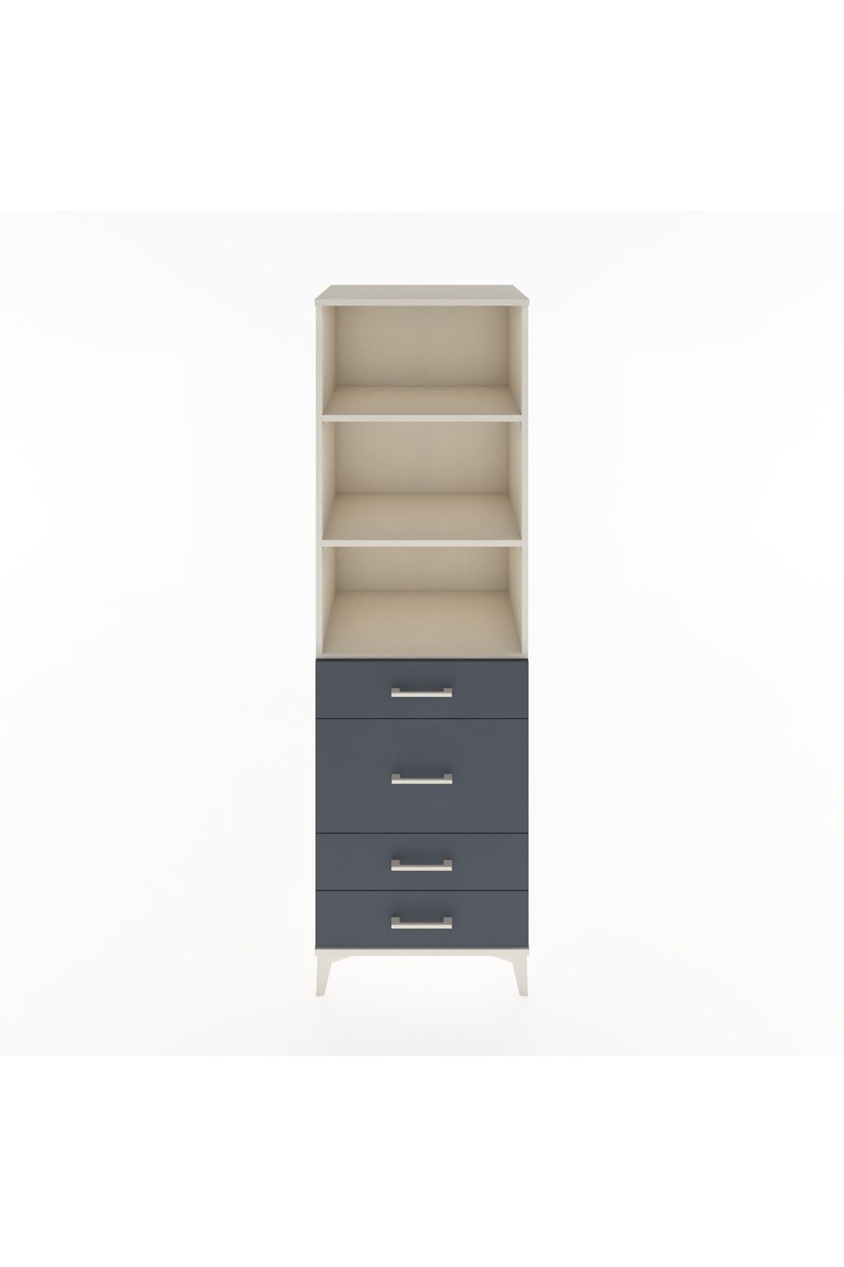 Hyperion Dolap 3 Raflı 4 Çekmeceli 60x44x195 Aytaşı-Antrasit