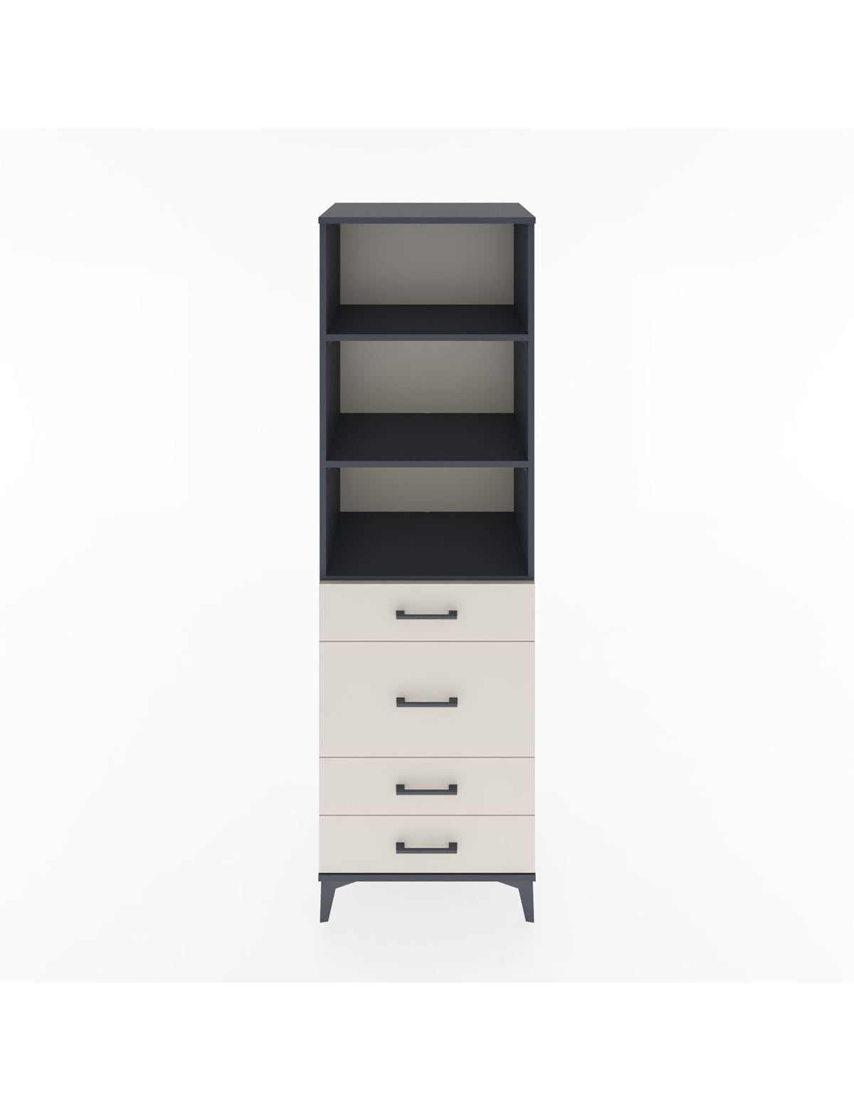 Hyperion Dolap 3 Raflı 4 Çekmeceli 60x44x195 Antrasit-Aytaşı