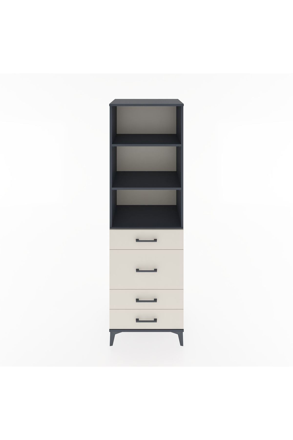 Hyperion Dolap 3 Raflı 4 Çekmeceli 60x44x195 Antrasit-Aytaşı