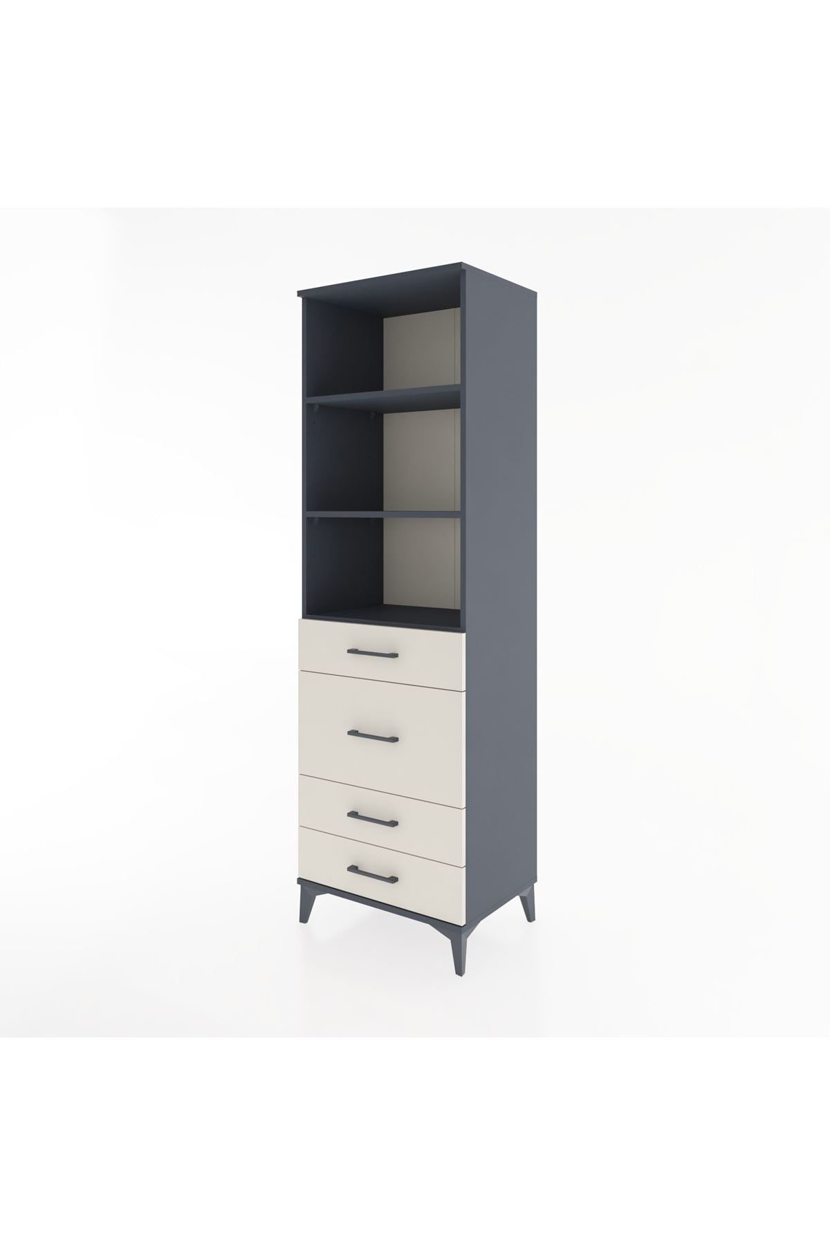 Hyperion Dolap 3 Raflı 4 Çekmeceli 60x44x195 Antrasit-Aytaşı