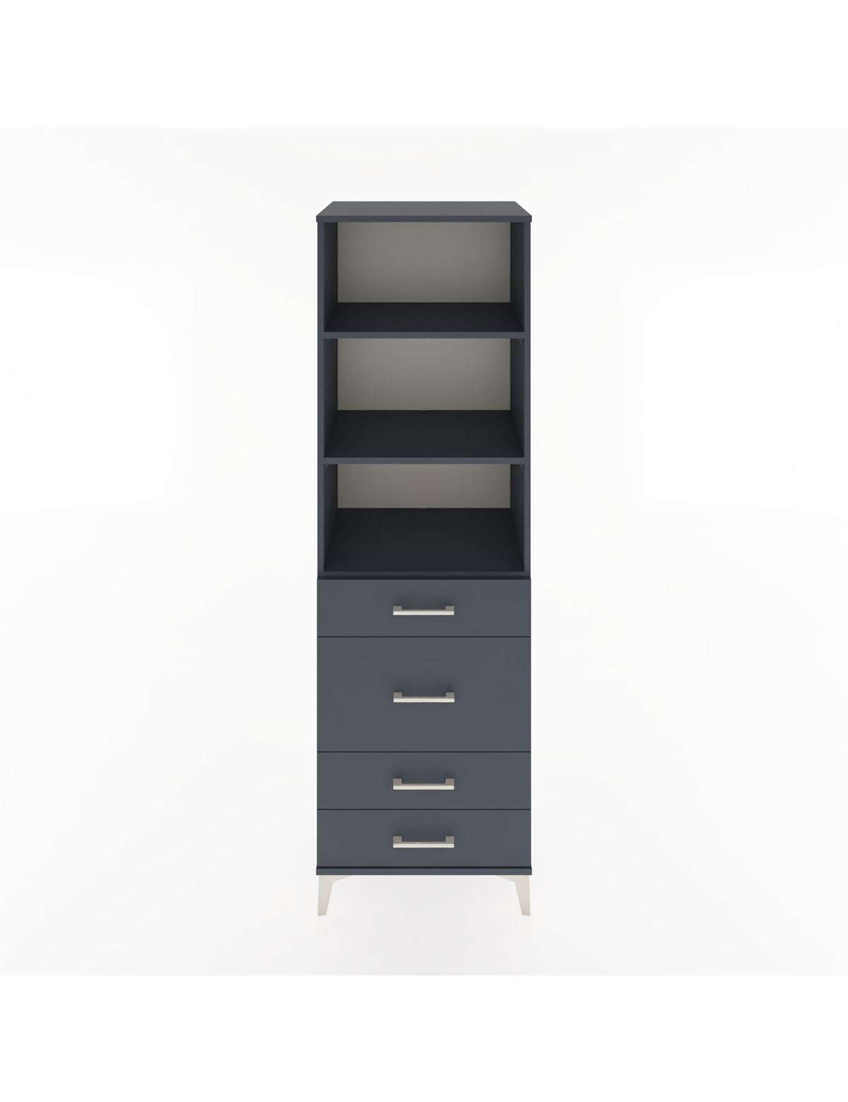 Hyperion Dolap 3 Raflı 4 Çekmeceli 60x44x195 Antrasit-Antrasit