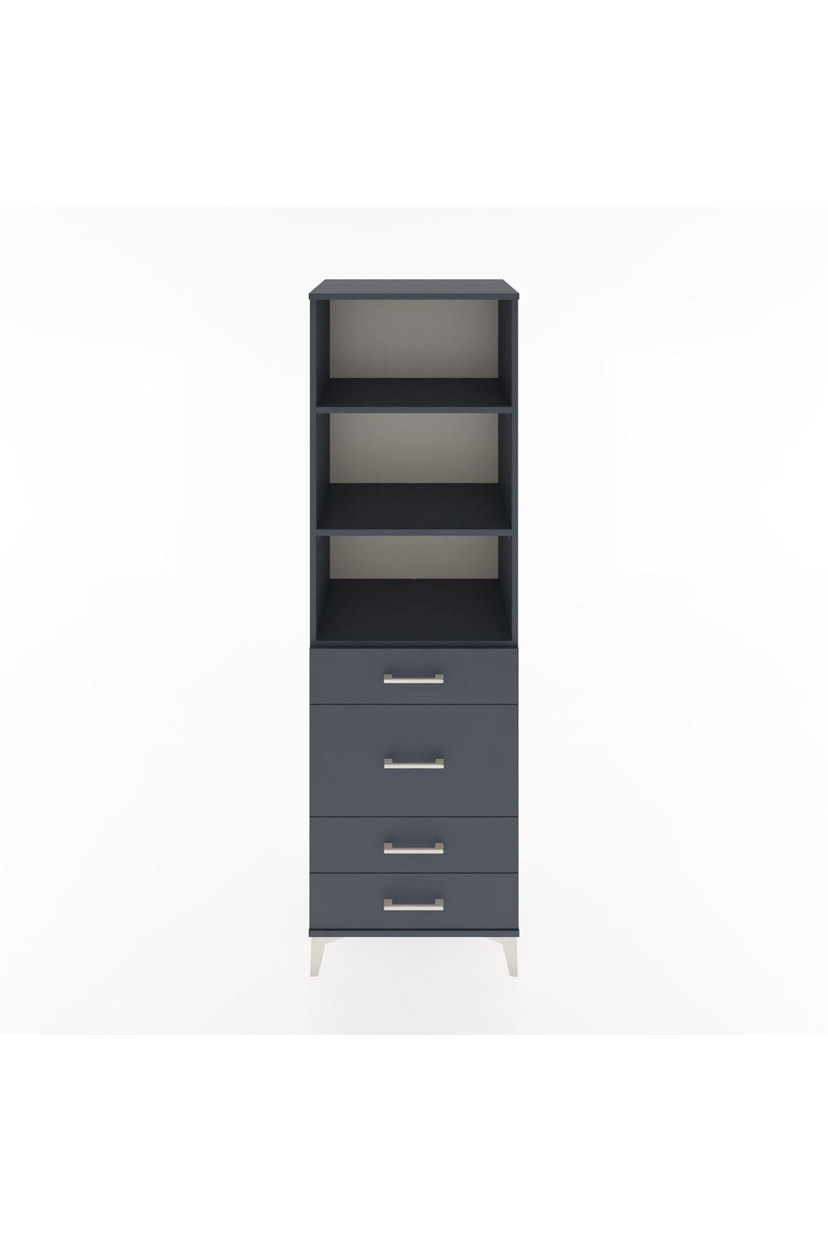 Hyperion Dolap 3 Raflı 4 Çekmeceli 60x44x195 Antrasit-Antrasit