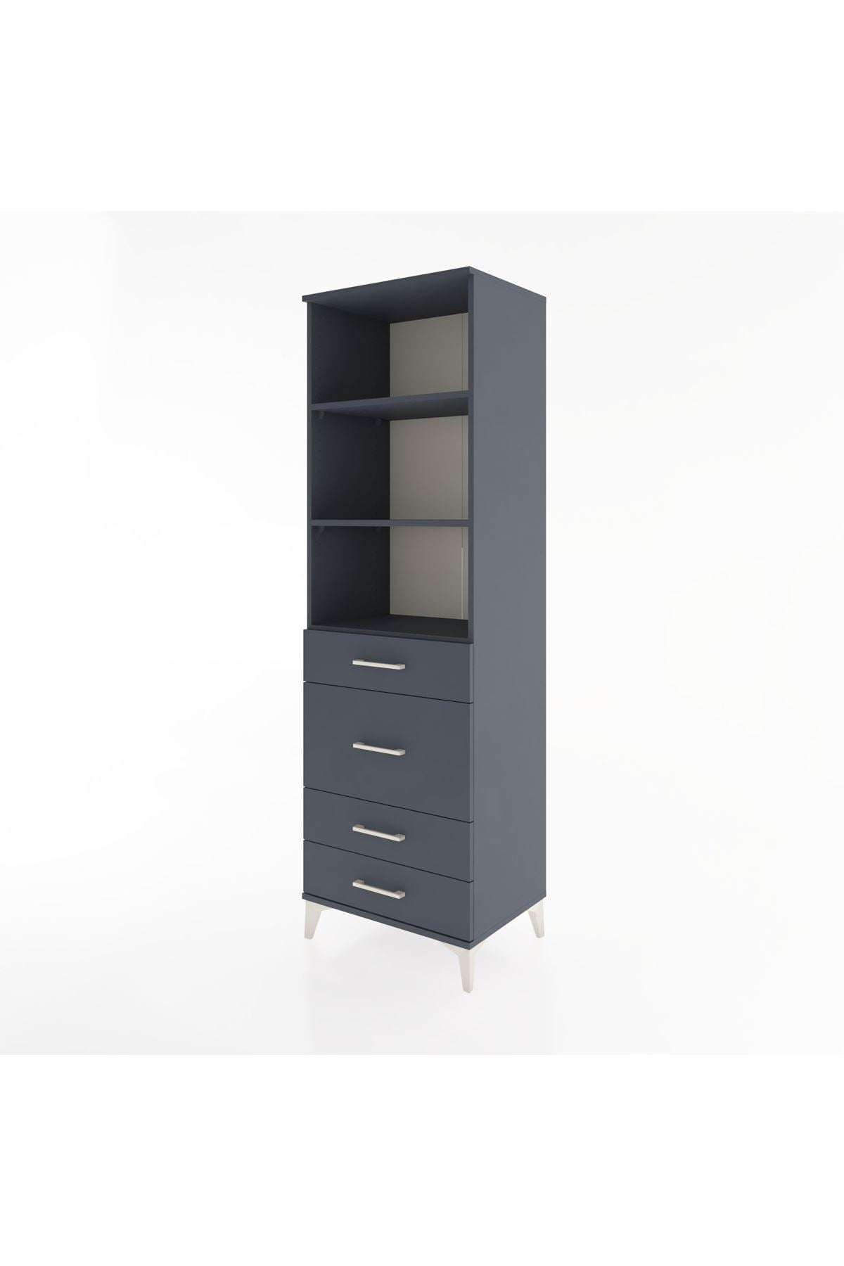 Hyperion Dolap 3 Raflı 4 Çekmeceli 60x44x195 Antrasit-Antrasit