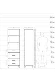 Hyperion Dolap 3 Raflı 4 Çekmeceli 60x44x195 Antrasit-Antrasit