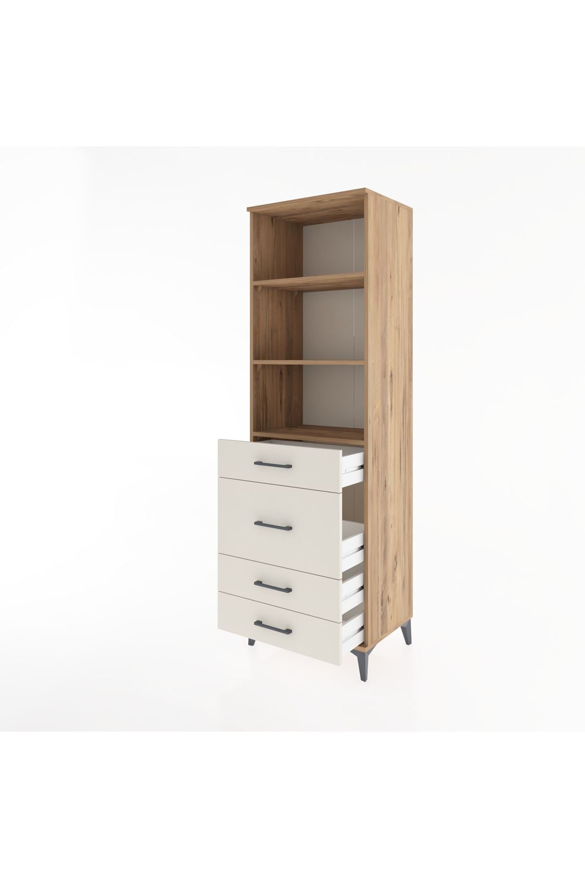 Hyperion Dolap 3 Raflı 4 Çekmeceli 60x44x195 Çam-Aytaşı