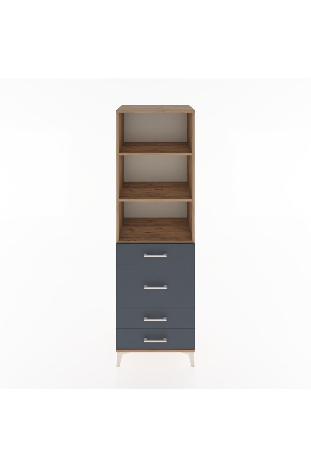 Hyperion Dolap 3 Raflı 4 Çekmeceli 60x44x195 Çam-Antrasit