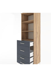 Hyperion Dolap 3 Raflı 4 Çekmeceli 60x44x195 Çam-Antrasit