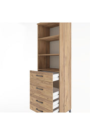 Hyperion Dolap 3 Raflı 4 Çekmeceli 60x44x195 Çam-Çam