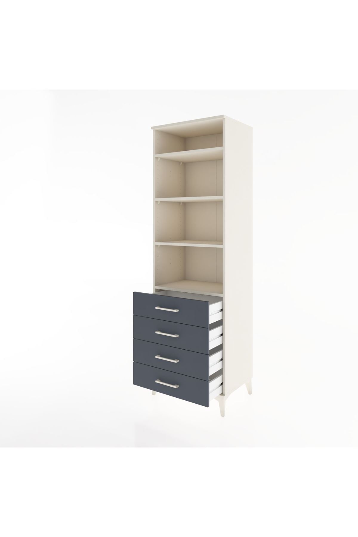 Hyperion Dolap 4 Raflı 4 Çekmeceli 60x44x195 Aytaşı-Antrasit