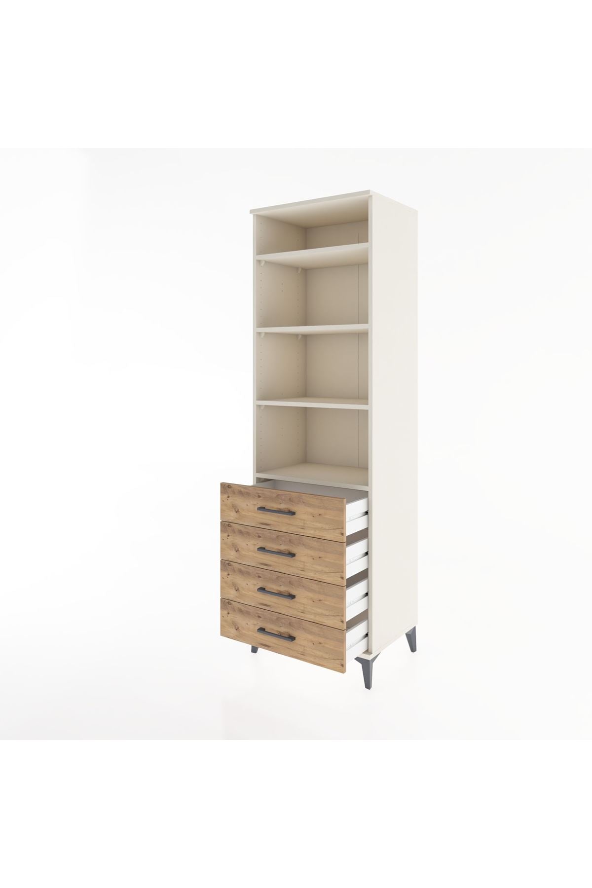 Hyperion Dolap 4 Raflı 4 Çekmeceli 60x44x195 Aytaşı-Çam