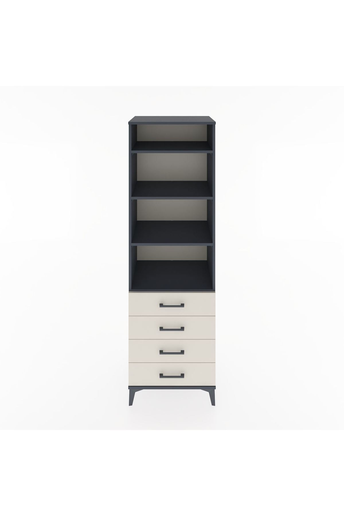 Hyperion Dolap 4 Raflı 4 Çekmeceli 60x44x195 Antrasit-Aytaşı