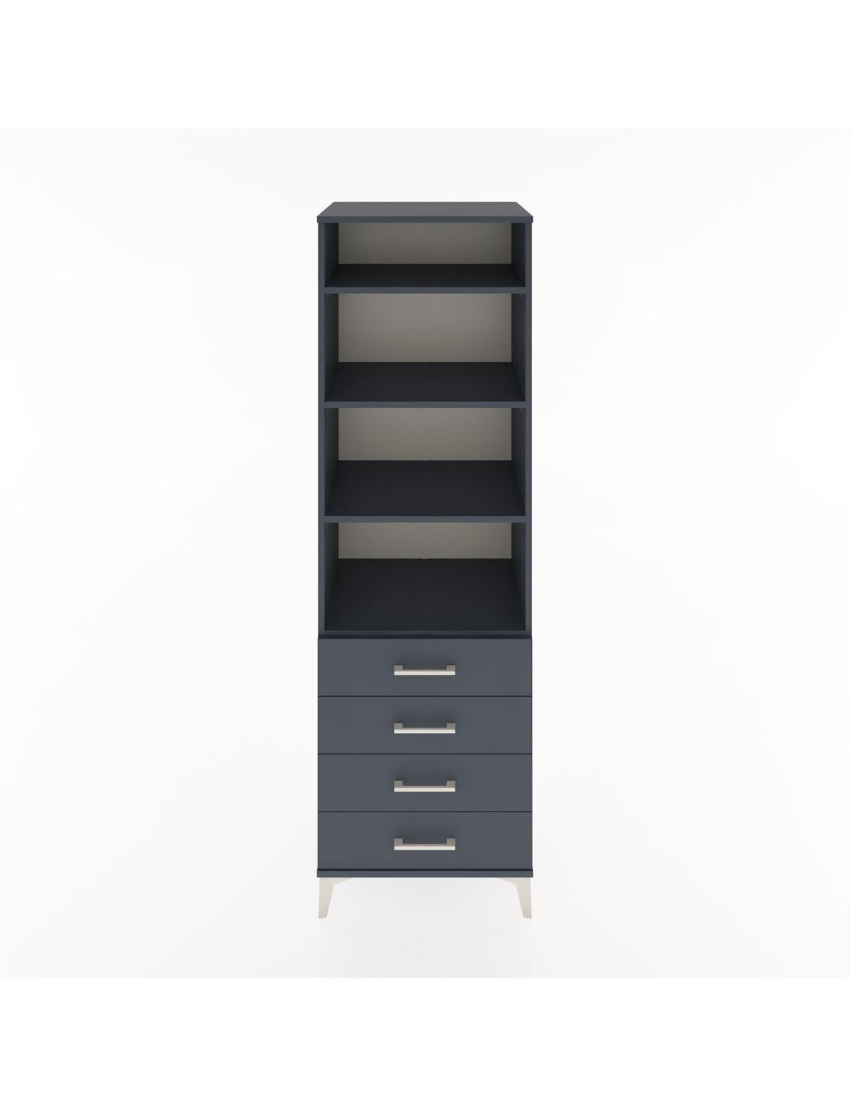 Hyperion Dolap 4 Raflı 4 Çekmeceli 60x44x195 Antrasit-Antrasit