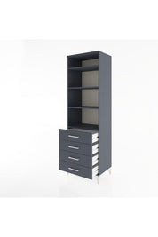 Hyperion Dolap 4 Raflı 4 Çekmeceli 60x44x195 Antrasit-Antrasit