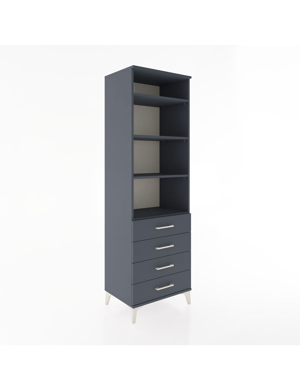 Hyperion Dolap 4 Raflı 4 Çekmeceli 60x44x195 Antrasit-Antrasit