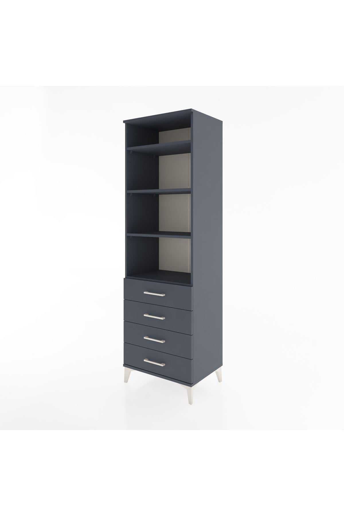 Hyperion Dolap 4 Raflı 4 Çekmeceli 60x44x195 Antrasit-Antrasit
