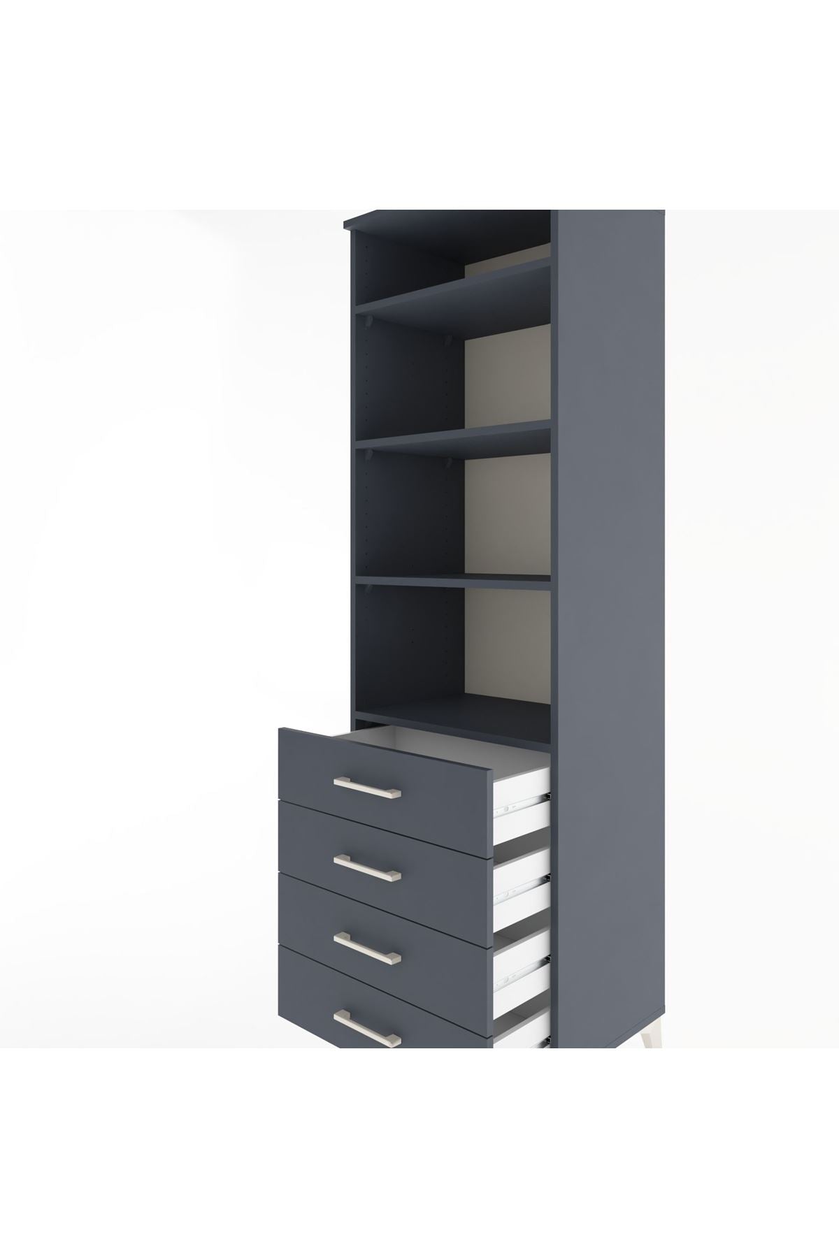 Hyperion Dolap 4 Raflı 4 Çekmeceli 60x44x195 Antrasit-Antrasit