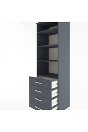 Hyperion Dolap 4 Raflı 4 Çekmeceli 60x44x195 Antrasit-Antrasit