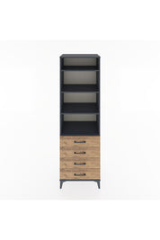 Hyperion Dolap 4 Raflı 4 Çekmeceli 60x44x195 Antrasit-Çam