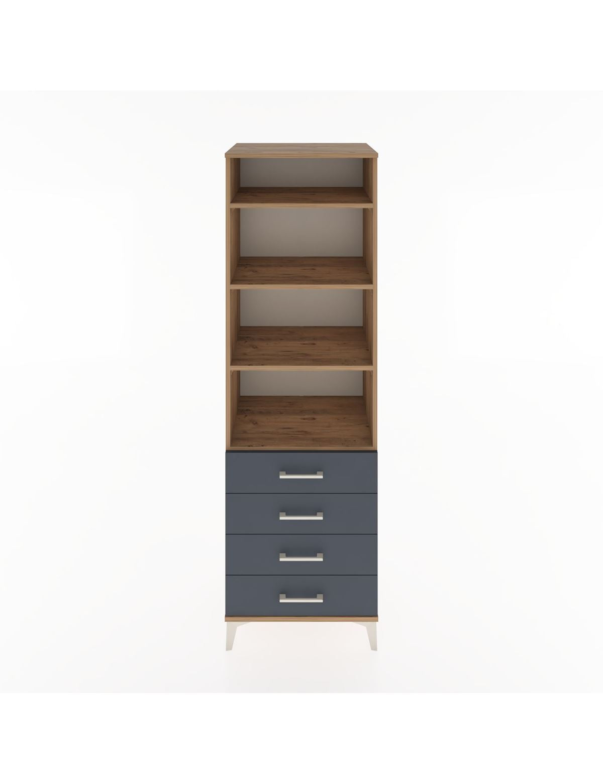 Hyperion Dolap 4 Raflı 4 Çekmeceli 60x44x195 Çam-Antrasit