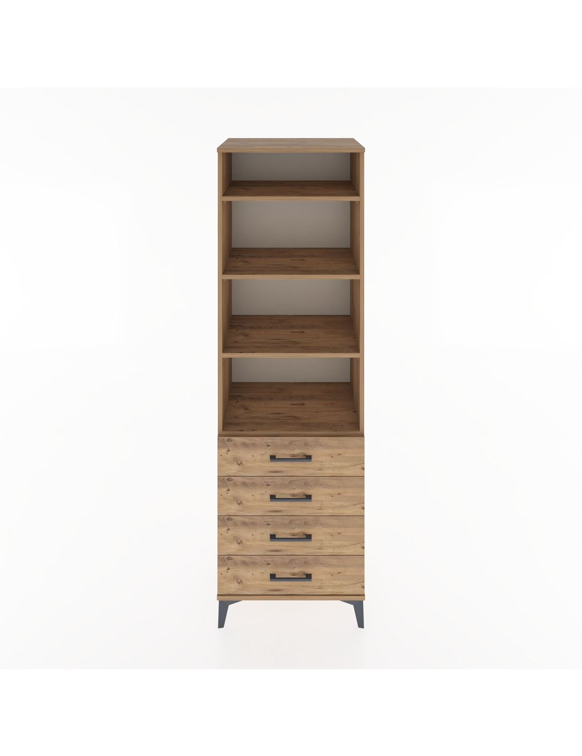 Hyperion Dolap 4 Raflı 4 Çekmeceli 60x44x195 Çam-Çam