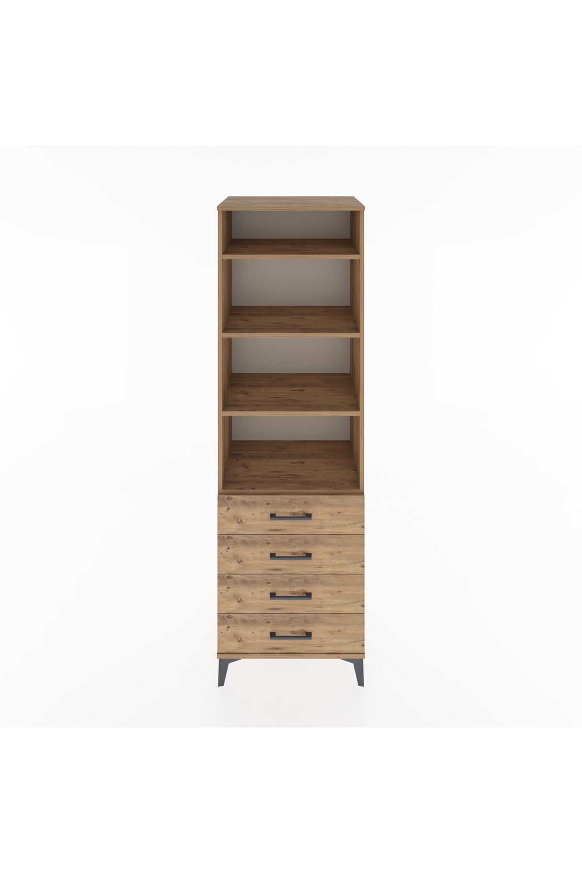 Hyperion Dolap 4 Raflı 4 Çekmeceli 60x44x195 Çam-Çam