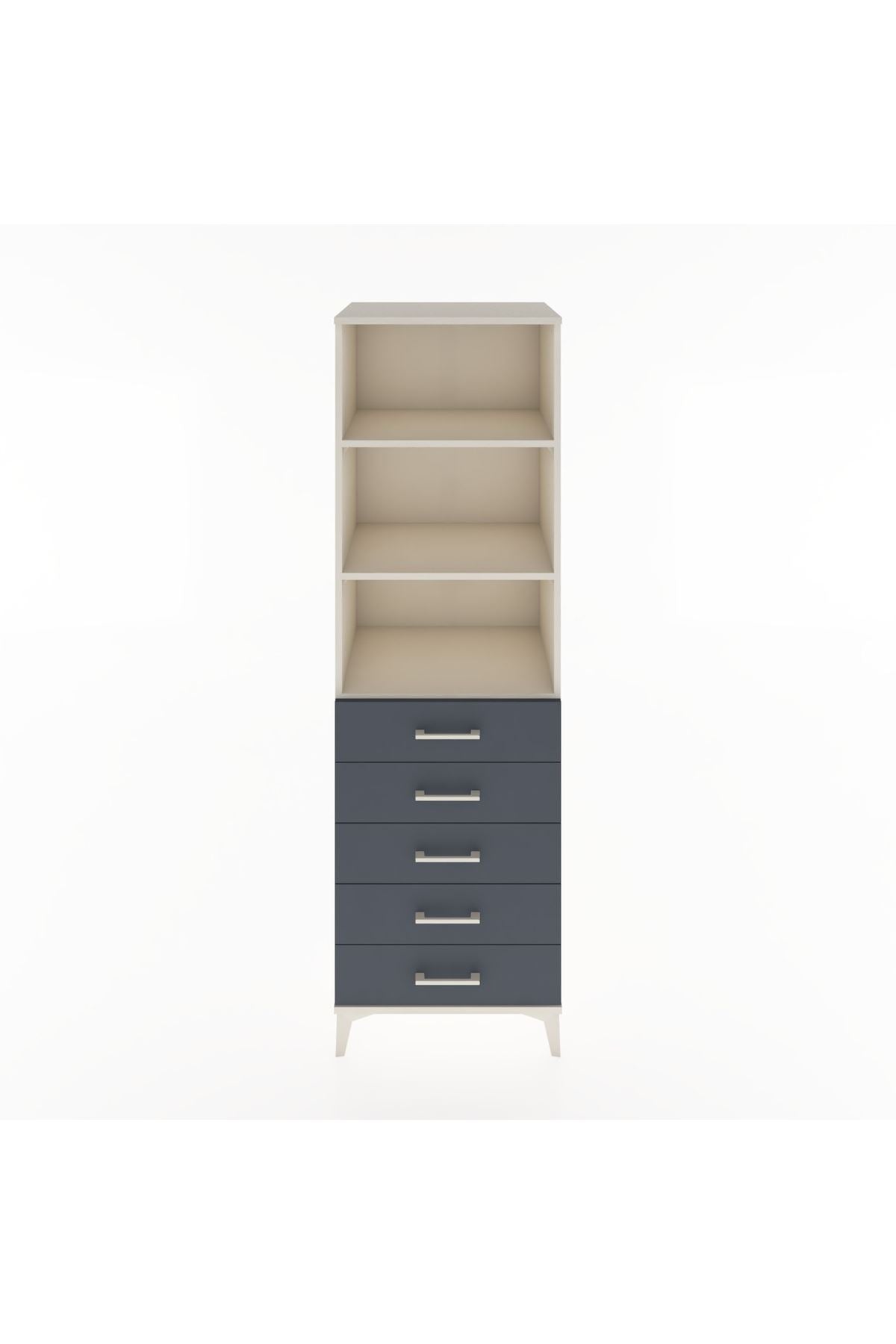 Hyperion Dolap 3 Raflı 5 Çekmeceli 60x44x195 Aytaşı-Antrasit