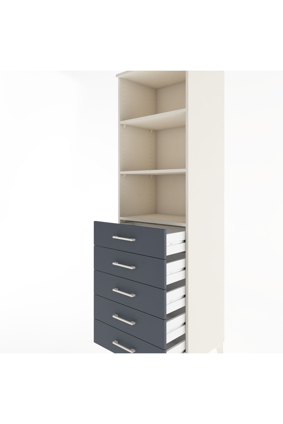 Hyperion Dolap 3 Raflı 5 Çekmeceli 60x44x195 Aytaşı-Antrasit