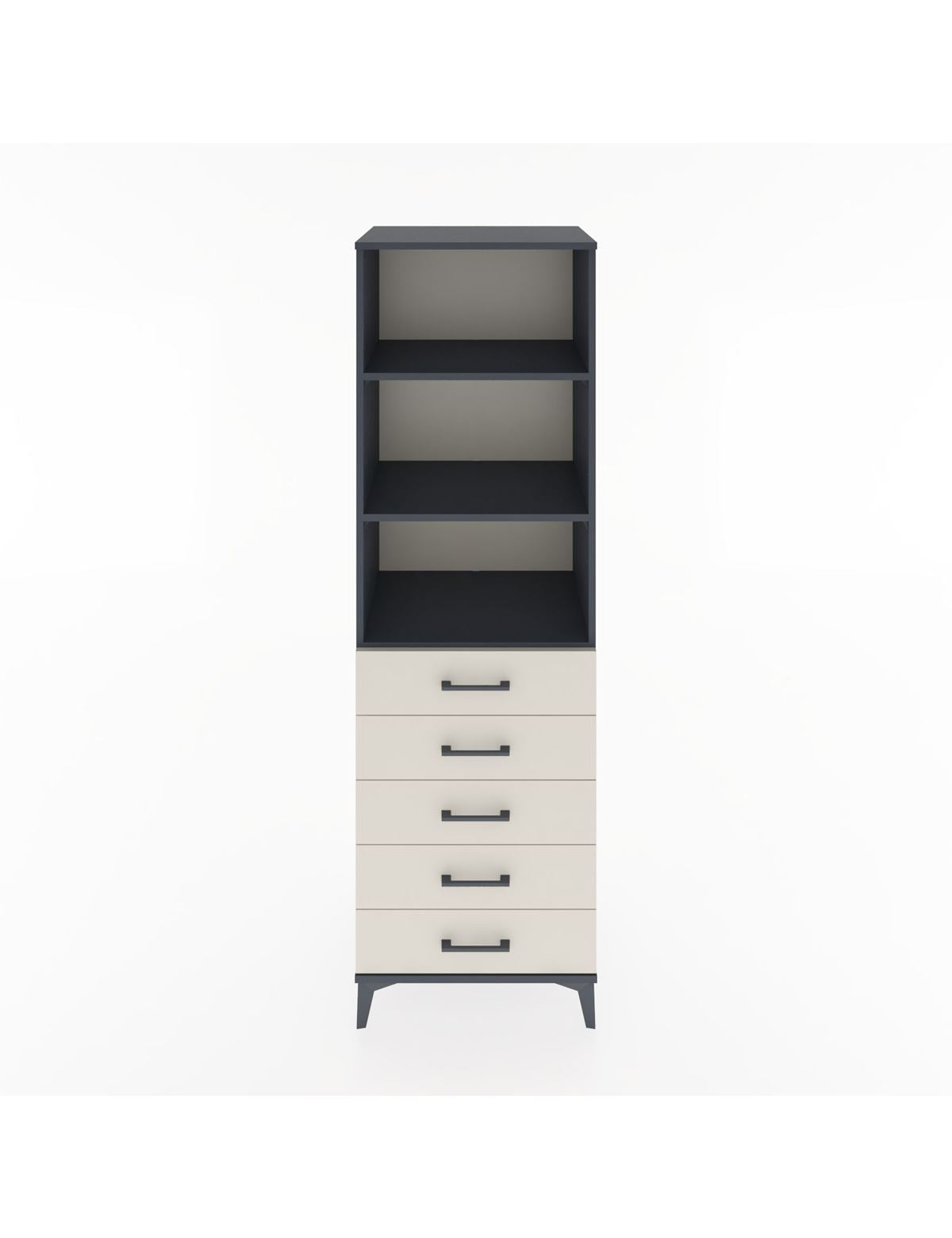 Hyperion Dolap 3 Raflı 5 Çekmeceli 60x44x195 Antrasit-Aytaşı