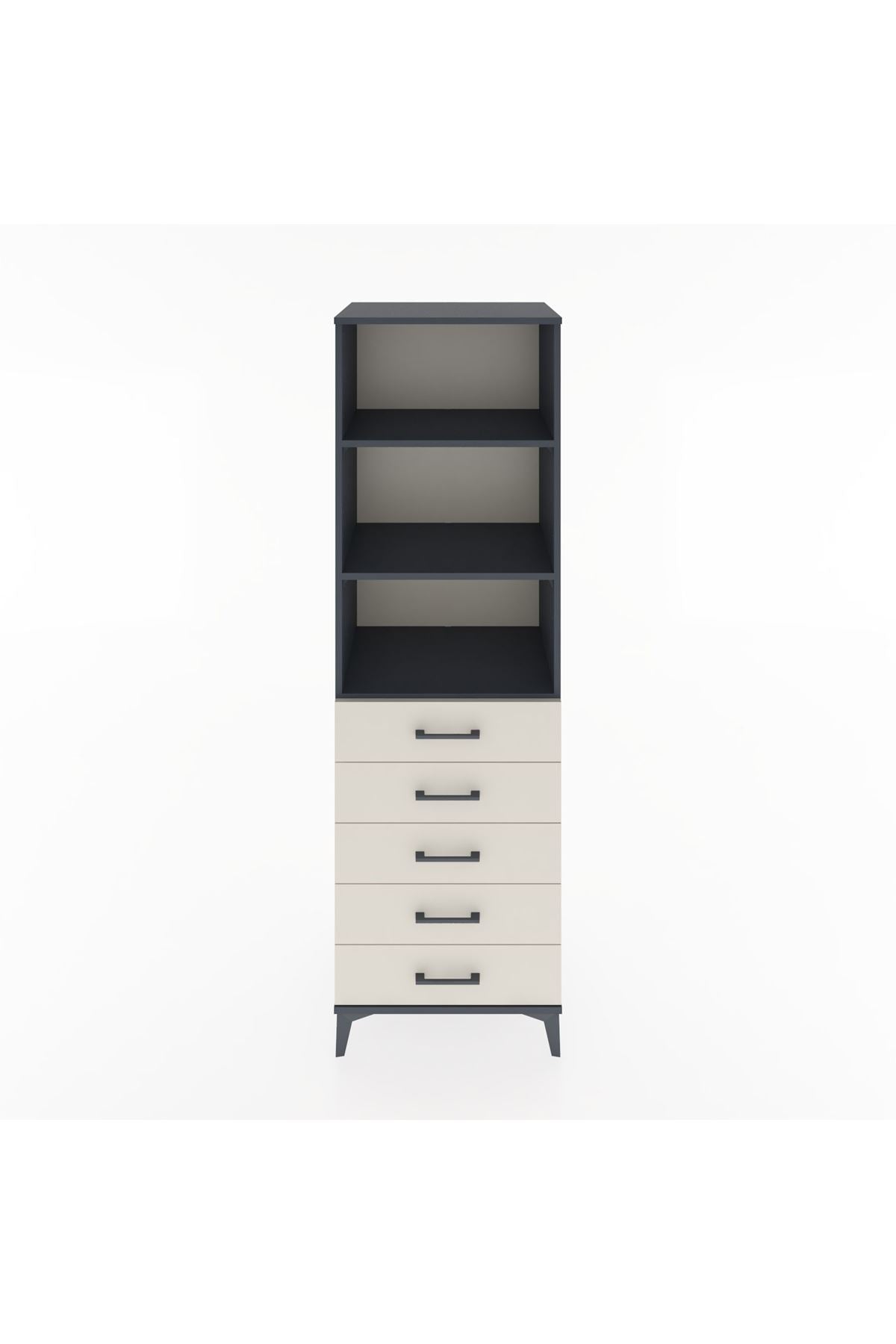 Hyperion Dolap 3 Raflı 5 Çekmeceli 60x44x195 Antrasit-Aytaşı