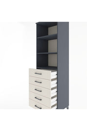 Hyperion Dolap 3 Raflı 5 Çekmeceli 60x44x195 Antrasit-Aytaşı