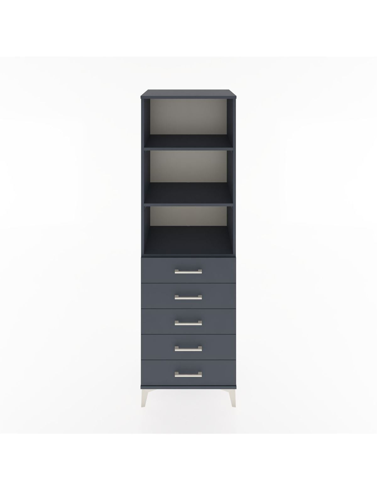 Hyperion Dolap 3 Raflı 5 Çekmeceli 60x44x195 Antrasit-Antrasit