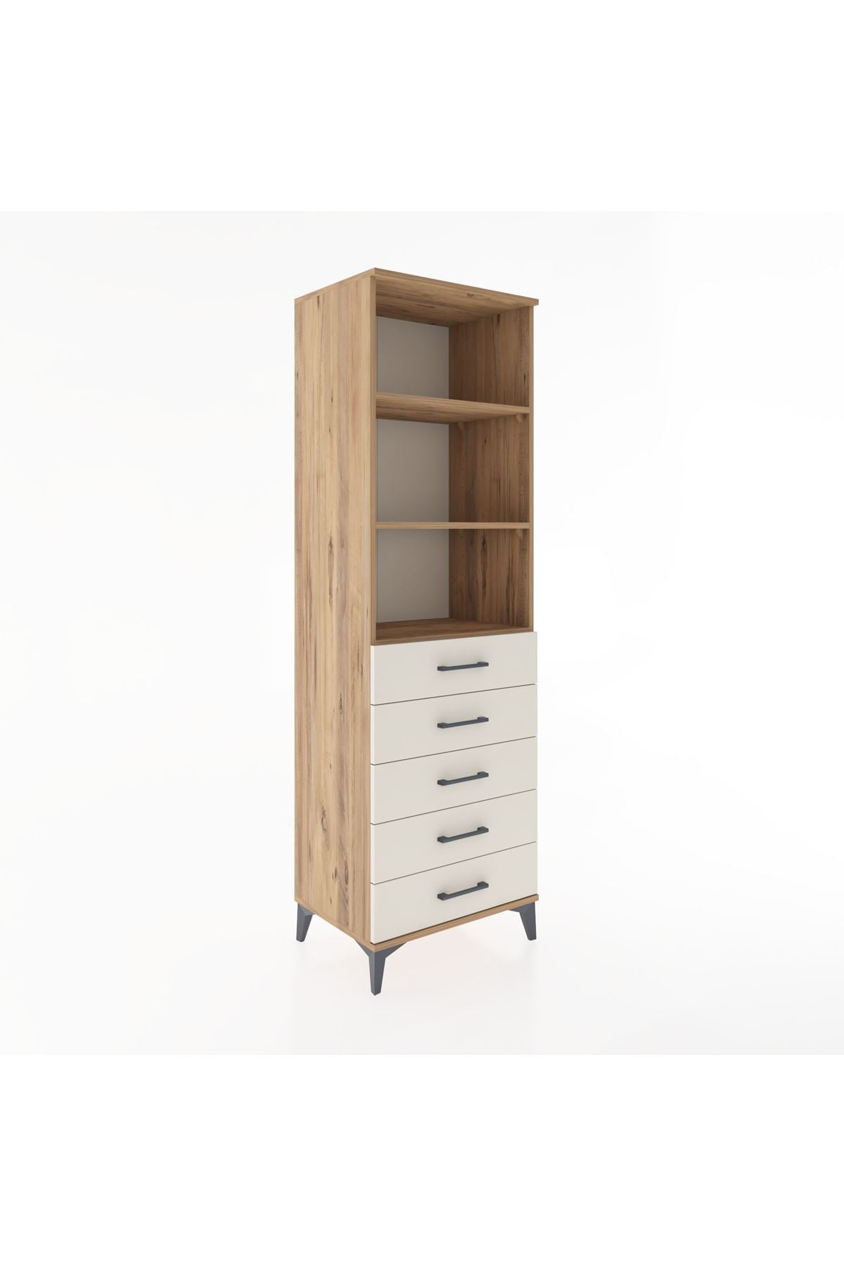 Hyperion Dolap 3 Raflı 5 Çekmeceli 60x44x195 Çam-Aytaşı