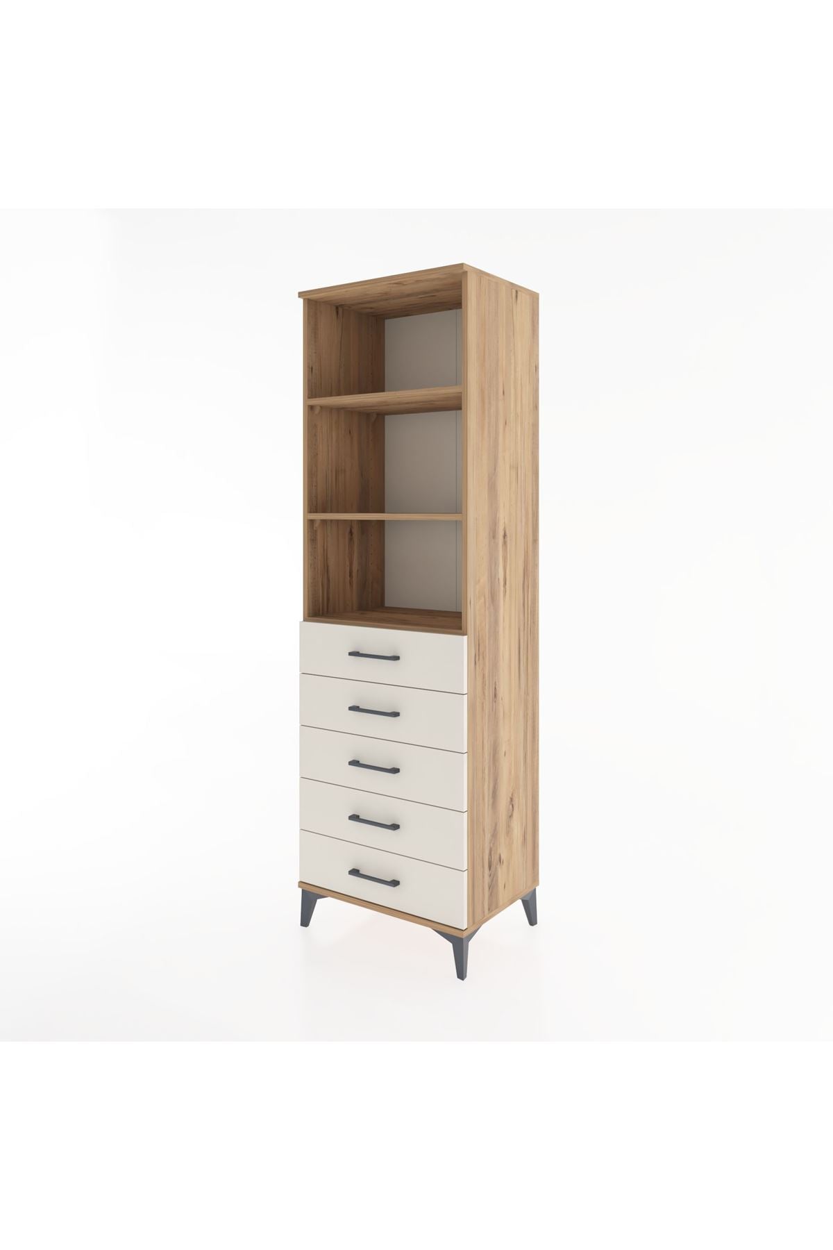 Hyperion Dolap 3 Raflı 5 Çekmeceli 60x44x195 Çam-Aytaşı