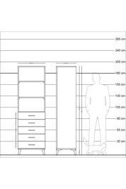 Hyperion Dolap 3 Raflı 5 Çekmeceli 60x44x195 Çam-Aytaşı