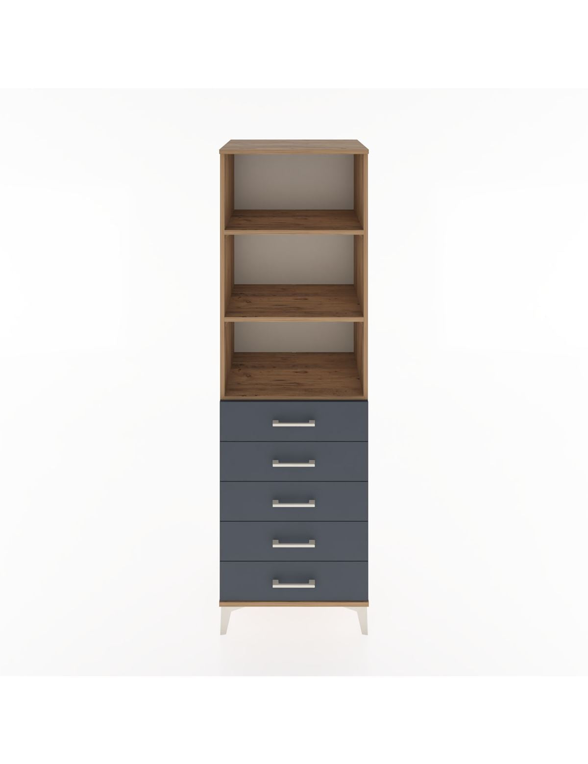 Hyperion Dolap 3 Raflı 5 Çekmeceli 60x44x195 Çam-Antrasit