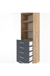 Hyperion Dolap 3 Raflı 5 Çekmeceli 60x44x195 Çam-Antrasit