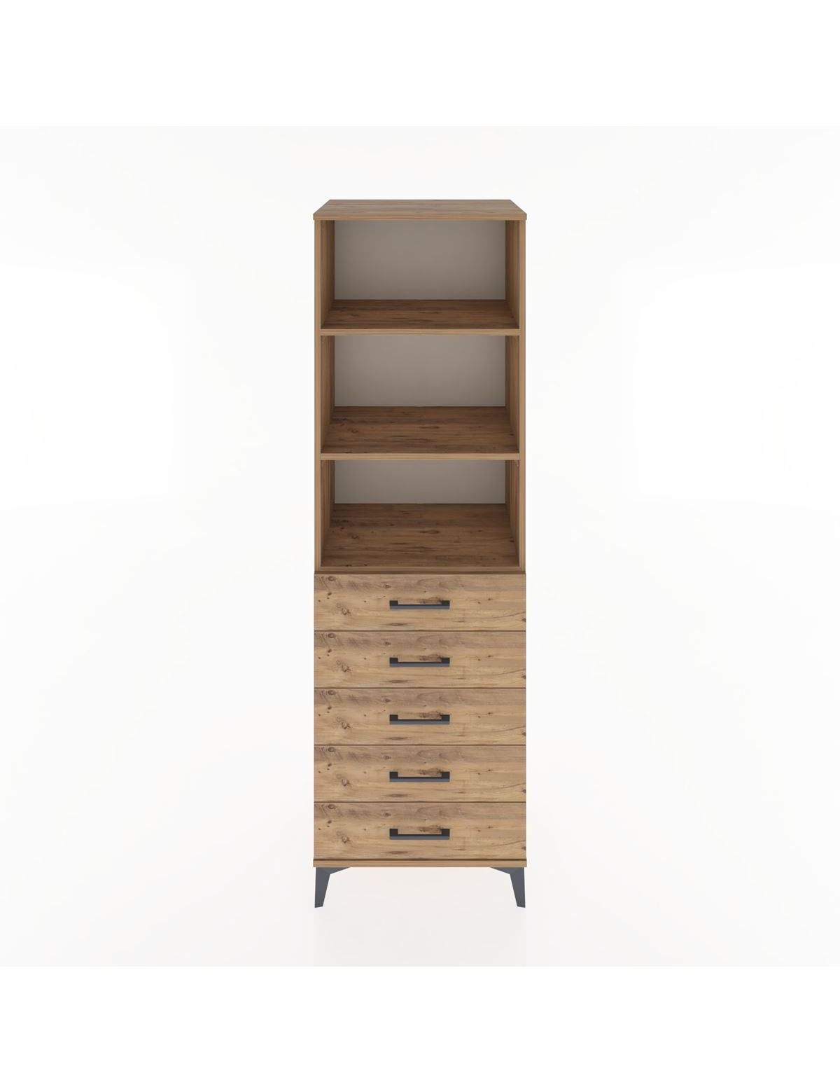 Hyperion Dolap 3 Raflı 5 Çekmeceli 60x44x195 Çam-Çam