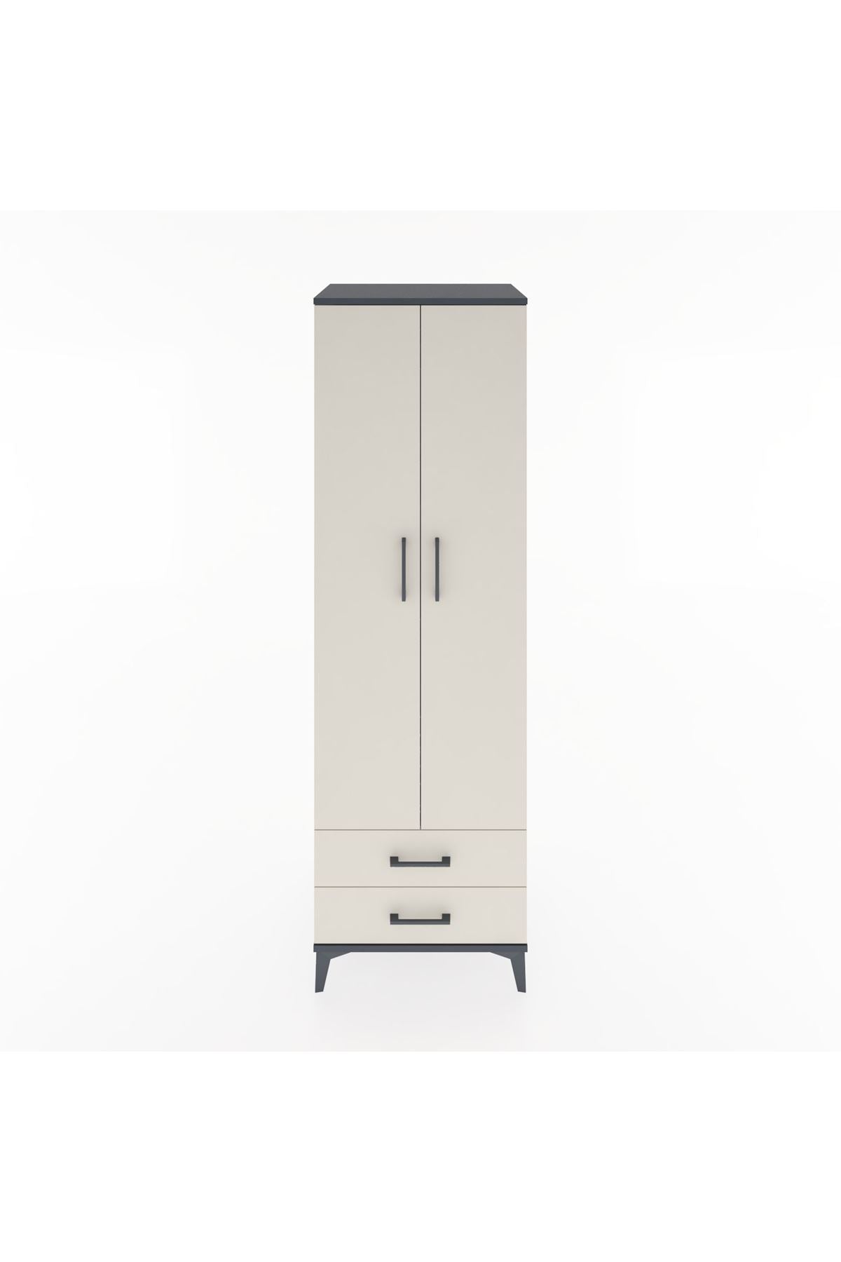 Hyperion Dolap 4 Raflı 2 Çekmeceli 2 Kapaklı 60x44x195 Antrasit-Aytaşı