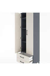 Hyperion Dolap 4 Raflı 2 Çekmeceli 2 Kapaklı 60x44x195 Antrasit-Aytaşı