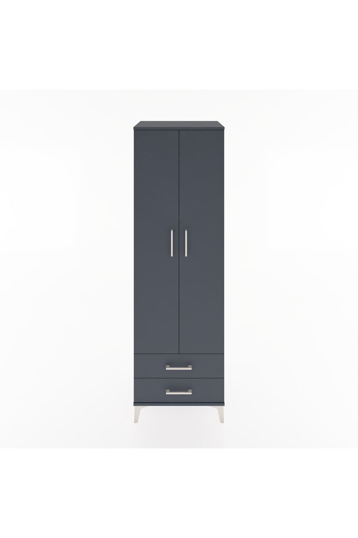 Hyperion Dolap 4 Raflı 2 Çekmeceli 2 Kapaklı 60x44x195 Antrasit-Antrasit