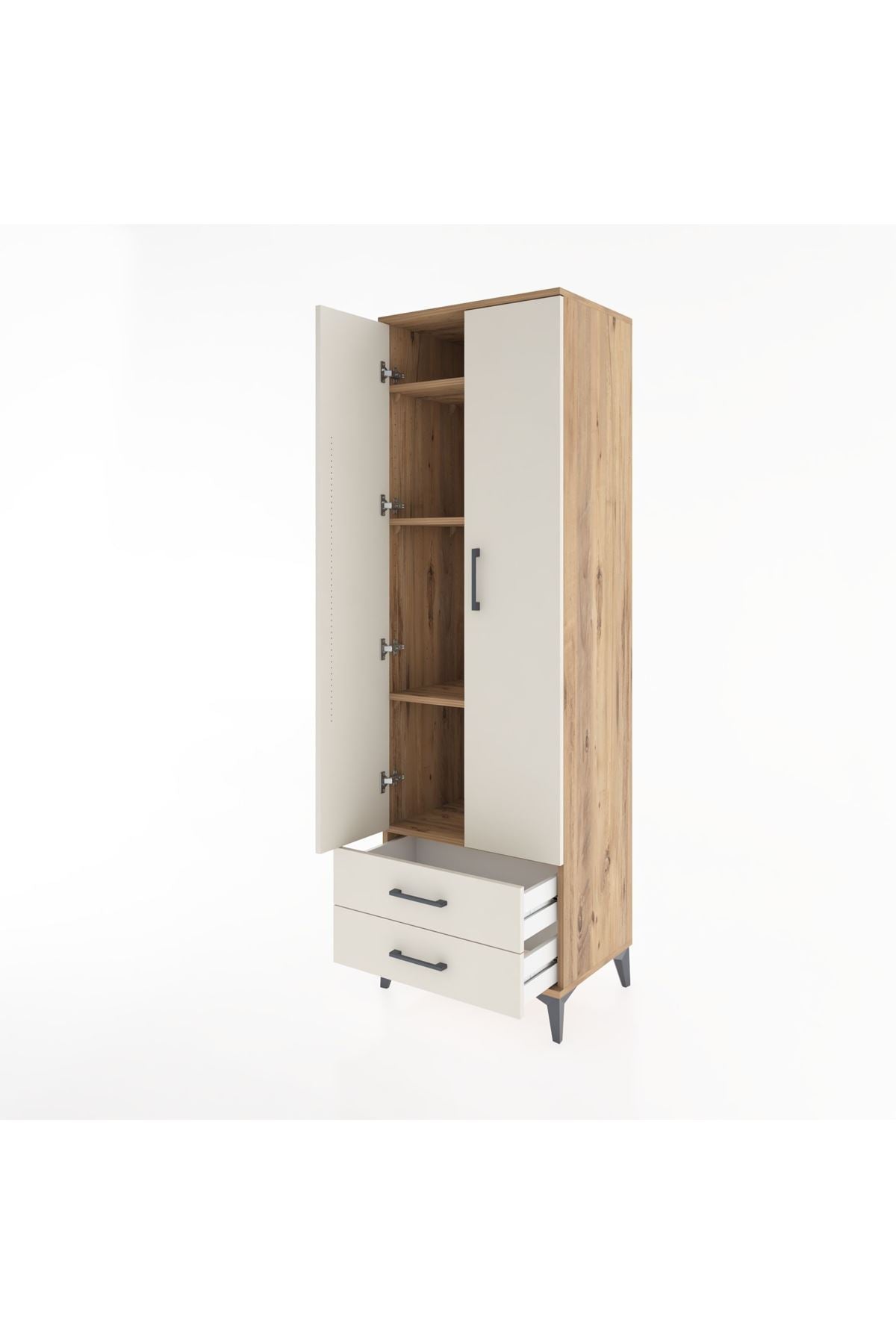 Hyperion Dolap 4 Raflı 2 Çekmeceli 2 Kapaklı 60x44x195 Çam-Aytaşı