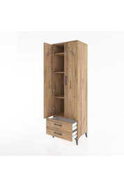 Hyperion Dolap 4 Raflı 2 Çekmeceli 2 Kapaklı 60x44x195 Çam-Çam