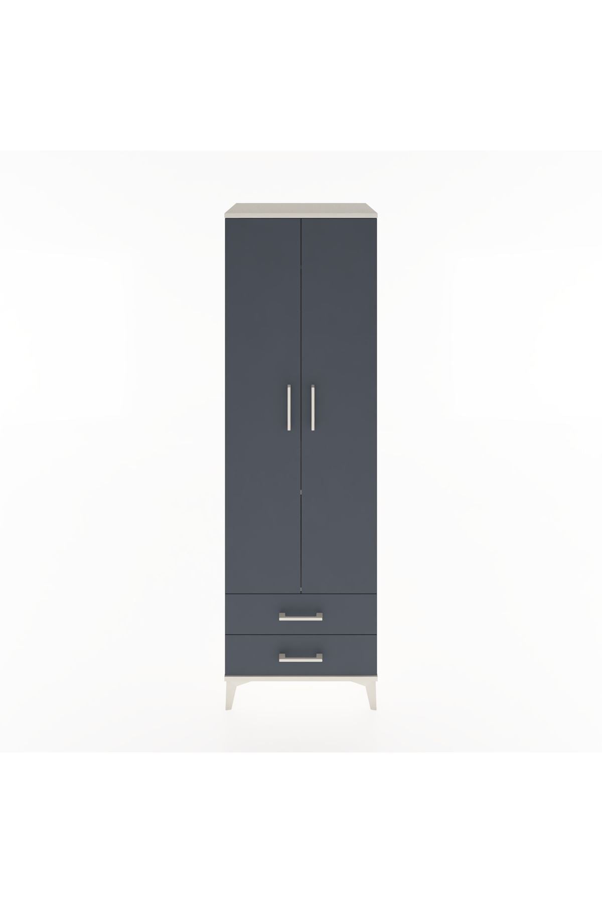 Hyperion Dolap 2 Raflı 2 Çekmeceli Tek Askılı 60x44x195 Aytaşı-Antrasit