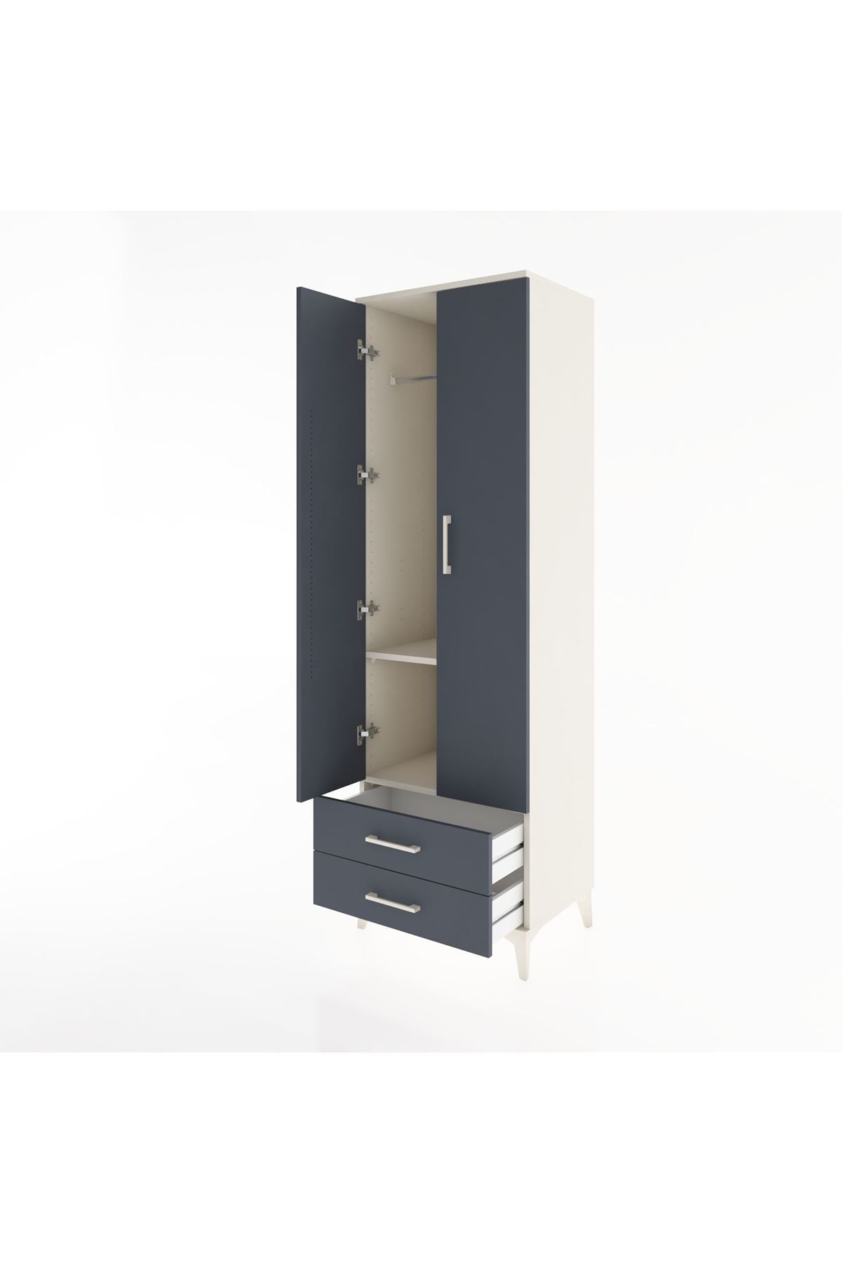 Hyperion Dolap 2 Raflı 2 Çekmeceli Tek Askılı 60x44x195 Aytaşı-Antrasit