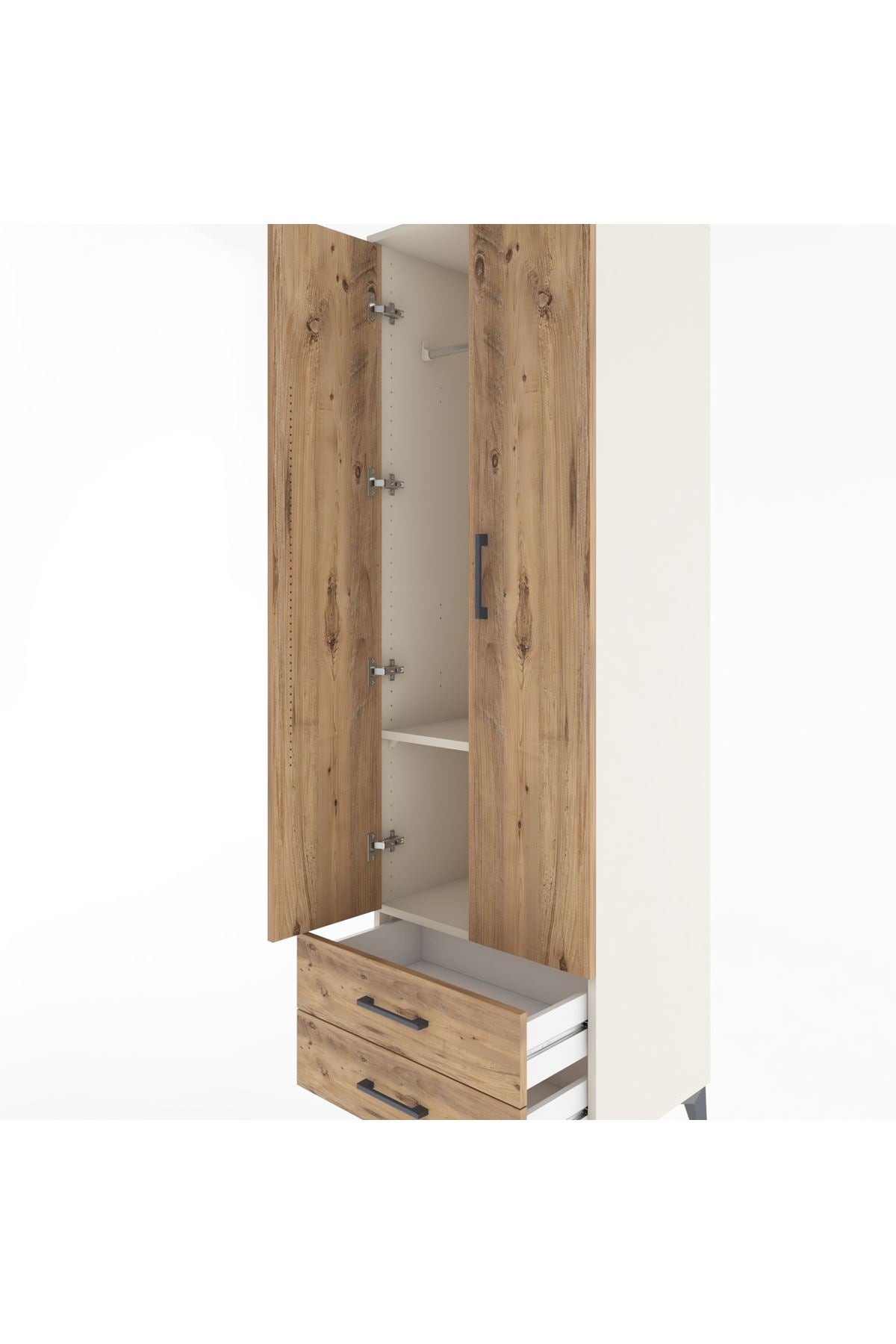 Hyperion Dolap 2 Raflı 2 Çekmeceli Tek Askılı 60x44x195 Aytaşı-Çam