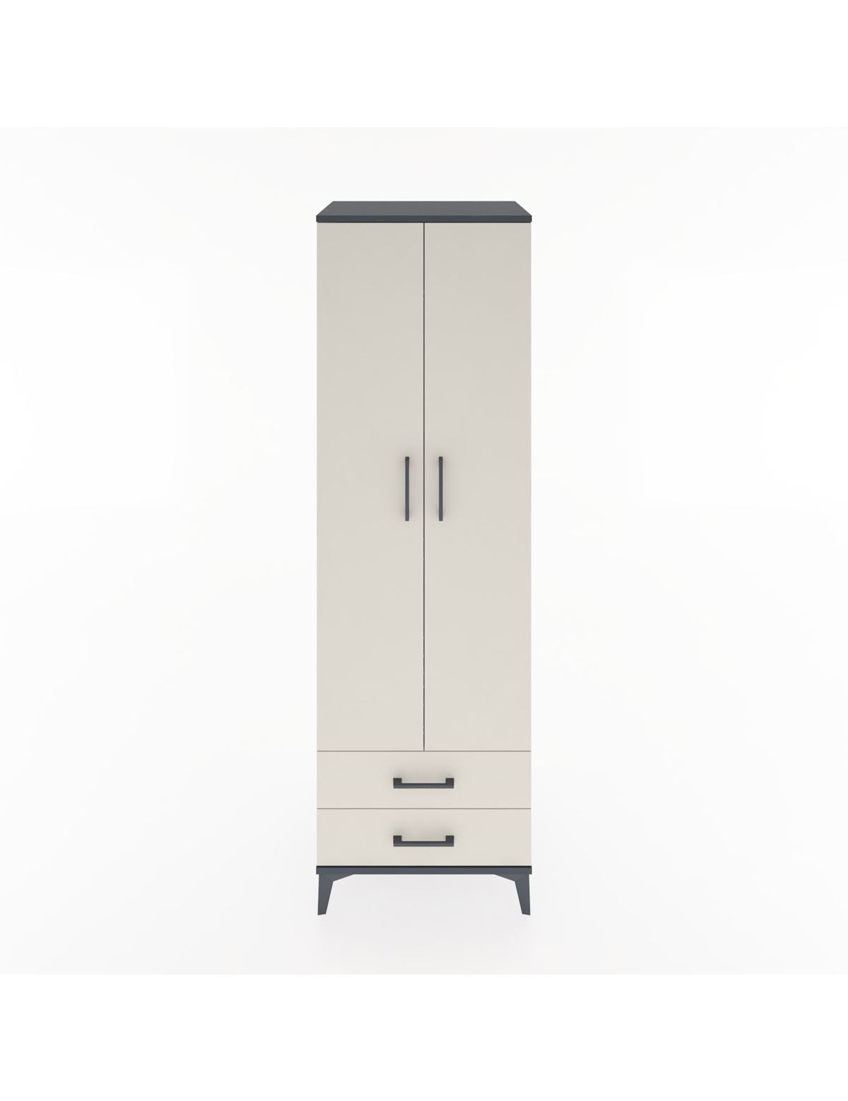 Hyperion Dolap 2 Raflı 2 Çekmeceli Tek Askılı 60x44x195 Antrasit-Aytaşı